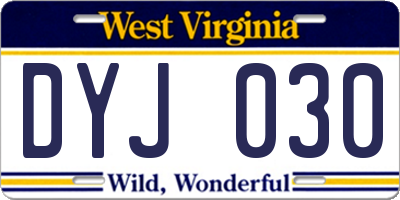 WV license plate DYJ030