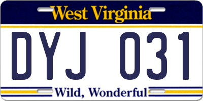 WV license plate DYJ031