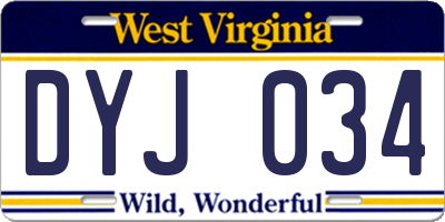 WV license plate DYJ034