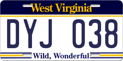 WV license plate DYJ038