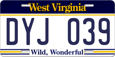 WV license plate DYJ039