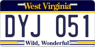 WV license plate DYJ051