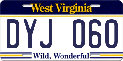 WV license plate DYJ060