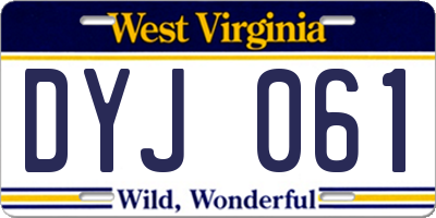 WV license plate DYJ061