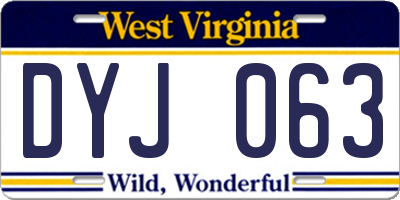 WV license plate DYJ063