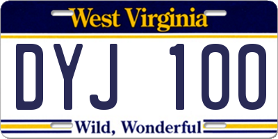 WV license plate DYJ100