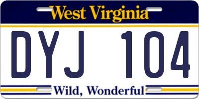 WV license plate DYJ104