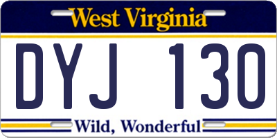 WV license plate DYJ130