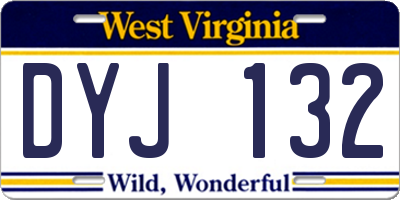 WV license plate DYJ132