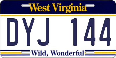 WV license plate DYJ144