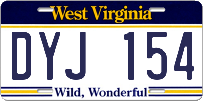 WV license plate DYJ154