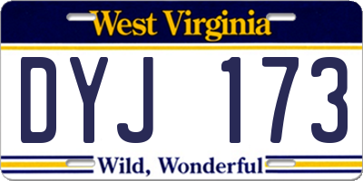 WV license plate DYJ173