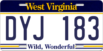 WV license plate DYJ183