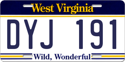 WV license plate DYJ191