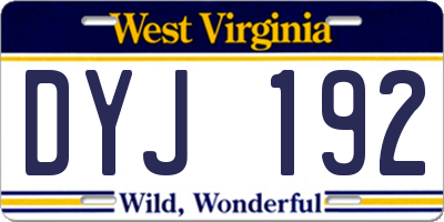 WV license plate DYJ192