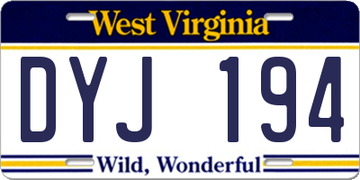 WV license plate DYJ194