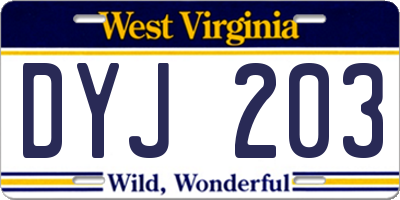WV license plate DYJ203