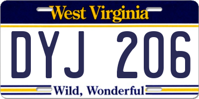 WV license plate DYJ206