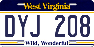 WV license plate DYJ208