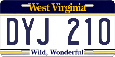 WV license plate DYJ210