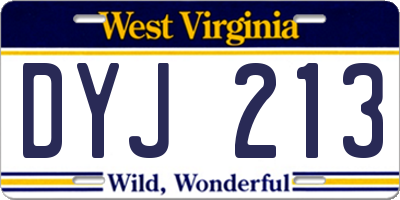 WV license plate DYJ213