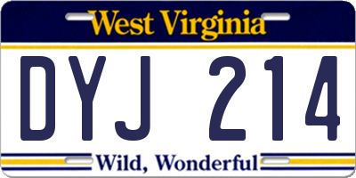 WV license plate DYJ214
