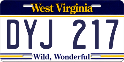 WV license plate DYJ217