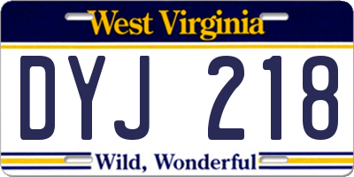 WV license plate DYJ218