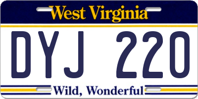 WV license plate DYJ220