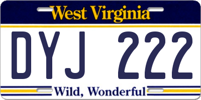 WV license plate DYJ222