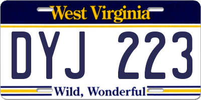 WV license plate DYJ223