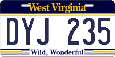 WV license plate DYJ235