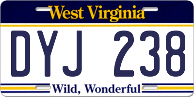 WV license plate DYJ238