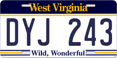 WV license plate DYJ243
