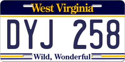 WV license plate DYJ258
