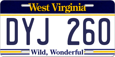 WV license plate DYJ260
