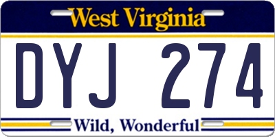 WV license plate DYJ274