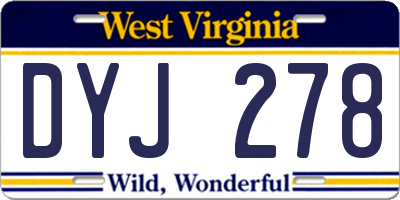 WV license plate DYJ278