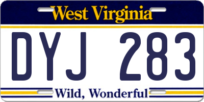 WV license plate DYJ283