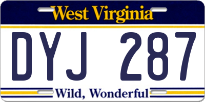 WV license plate DYJ287