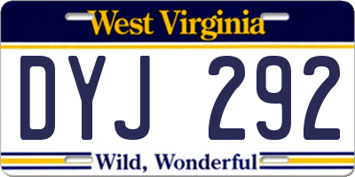 WV license plate DYJ292