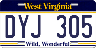 WV license plate DYJ305