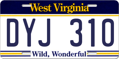 WV license plate DYJ310