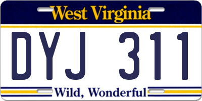 WV license plate DYJ311