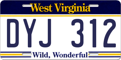 WV license plate DYJ312