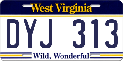 WV license plate DYJ313