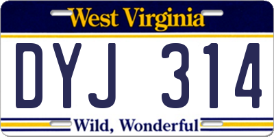 WV license plate DYJ314