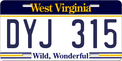 WV license plate DYJ315