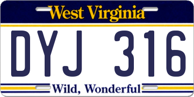 WV license plate DYJ316