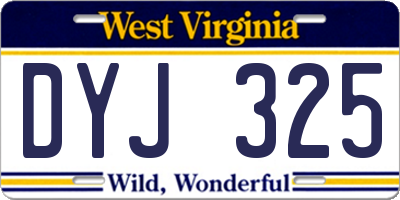 WV license plate DYJ325
